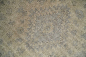 Low Pile 6x9 Hand Knotted Beige and Gray Traditional Wool Area Rug
