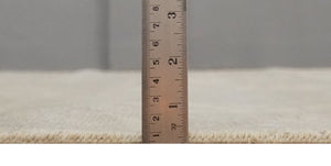 Low Pile 6x9 Hand Knotted Beige and Gray Traditional Wool Area Rug