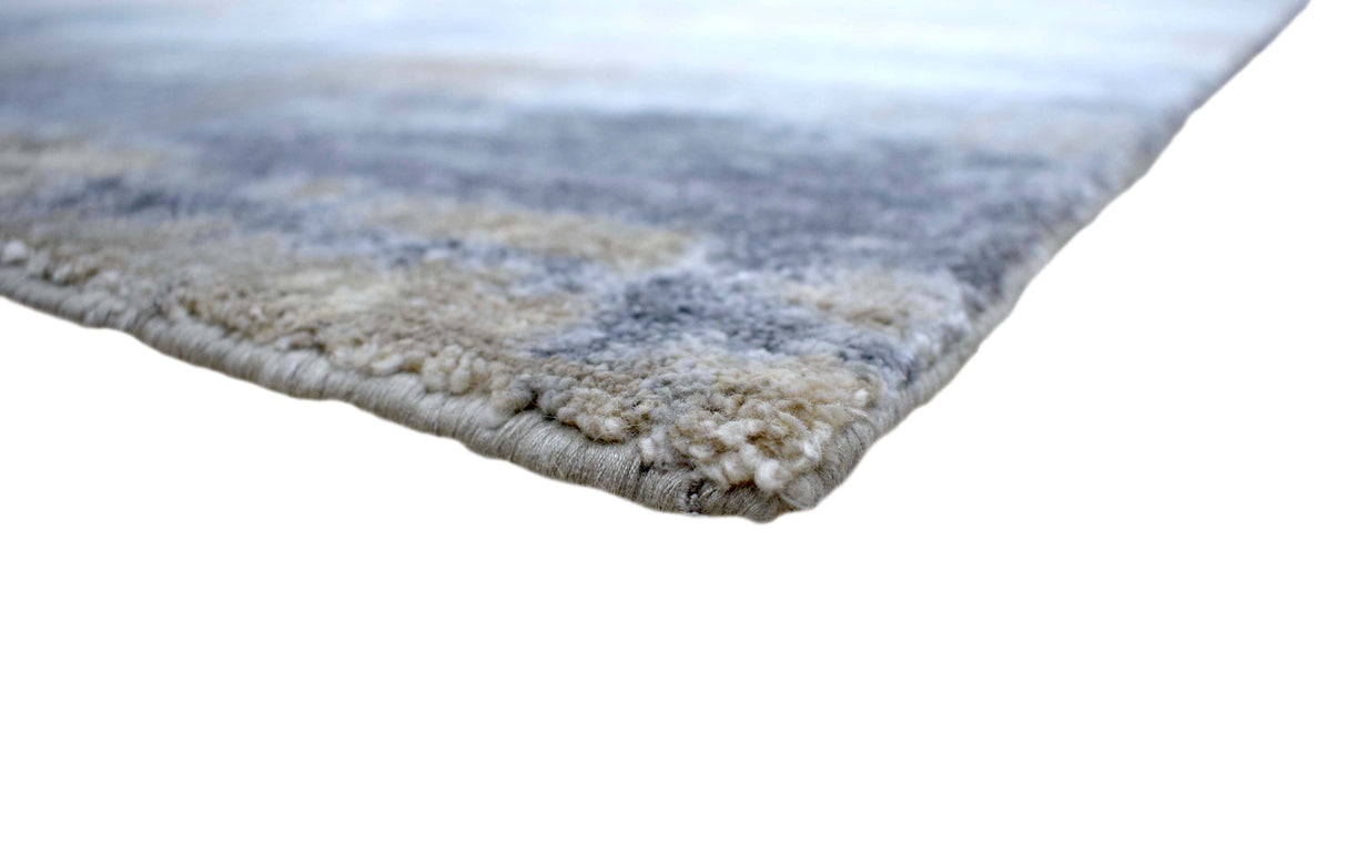 Luxury Hand knotted Blue and Silver Silk 8x10 Area Rug | TRD1856810