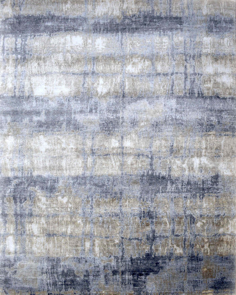 Luxury Hand knotted Blue and Silver Silk 8x10 Area Rug | TRD1856810