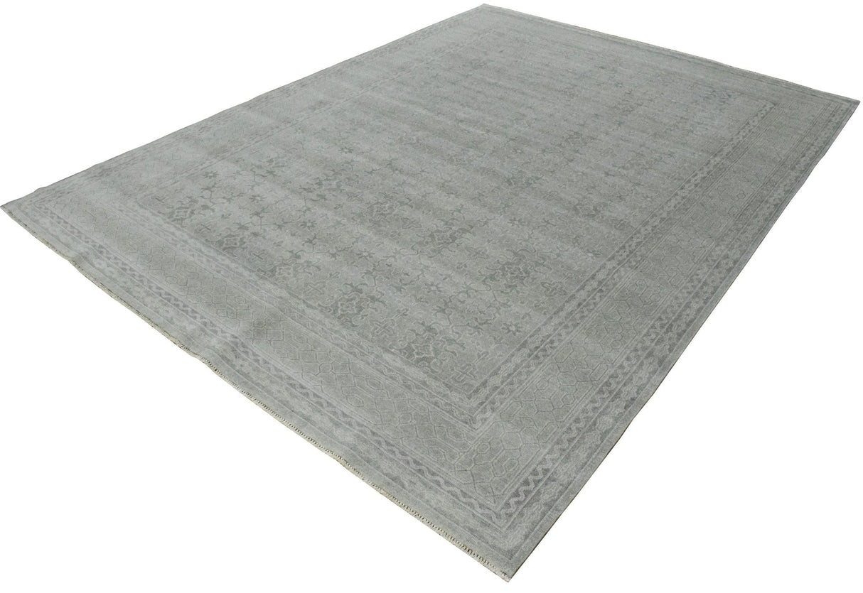 Luxury Hand knotted Wool 8x10 Gray Area Rug | EMP4
