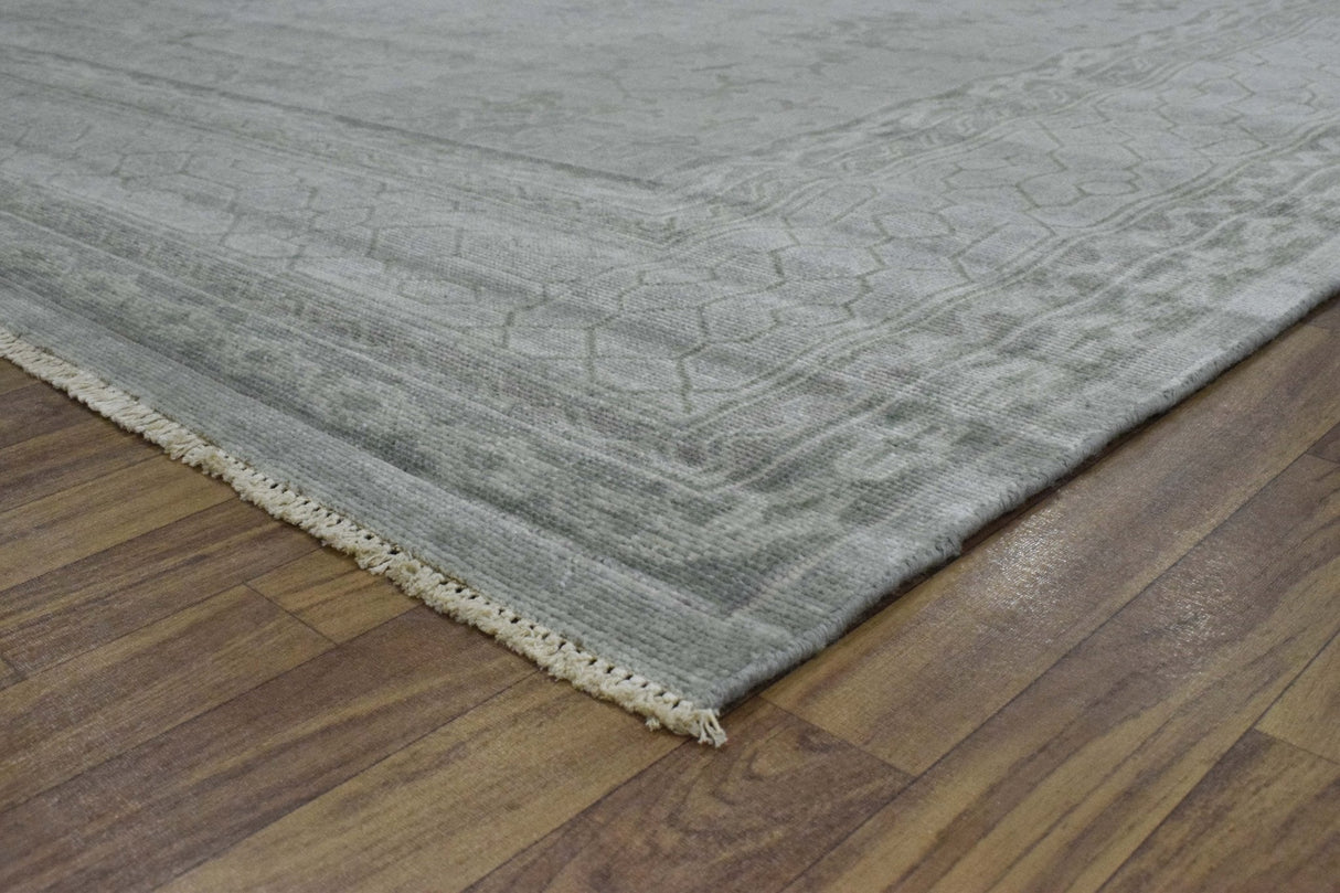 Luxury Hand knotted Wool 8x10 Gray Area Rug | EMP4