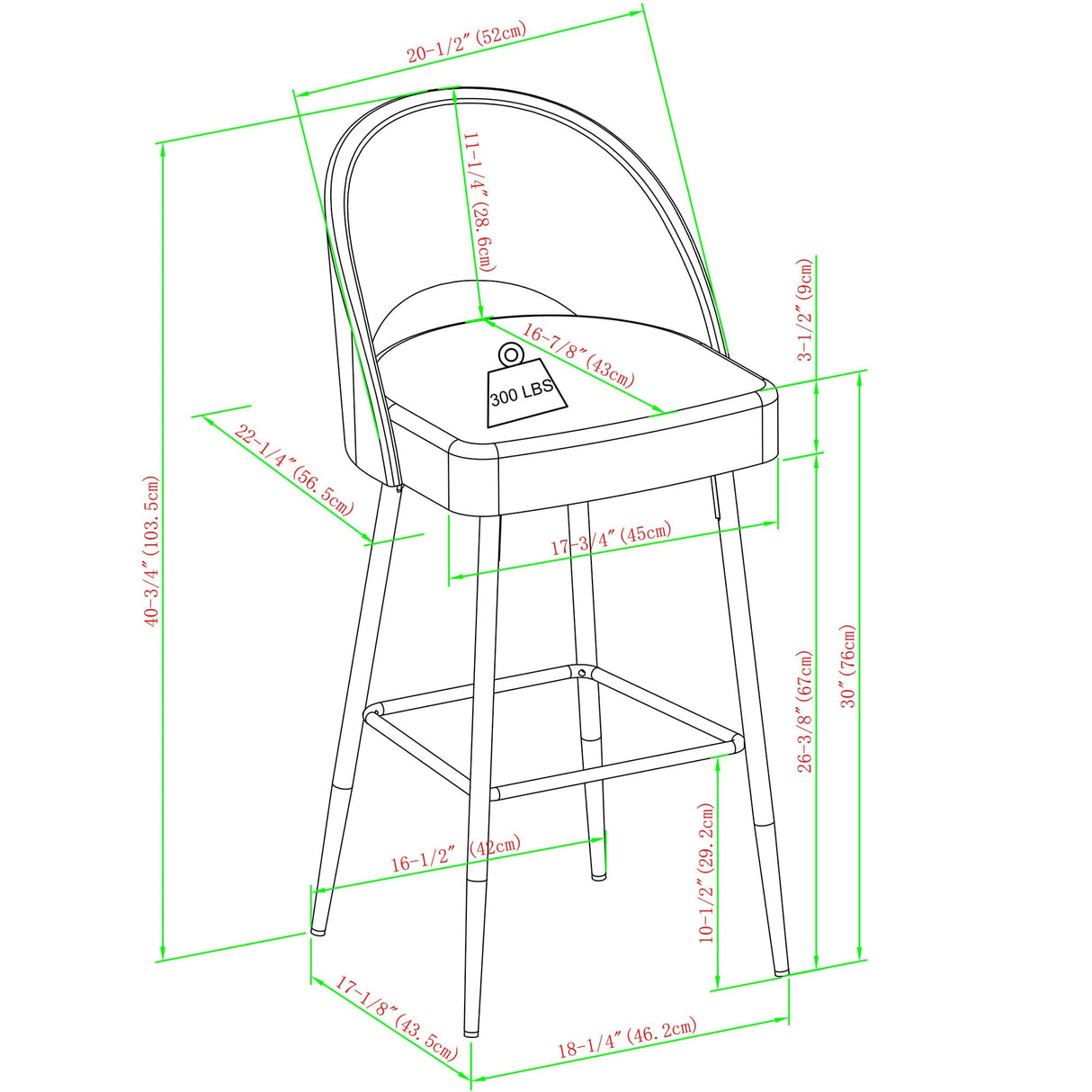 Lytton Modern Minimalist Upholstered Bar Stool, Set of 2