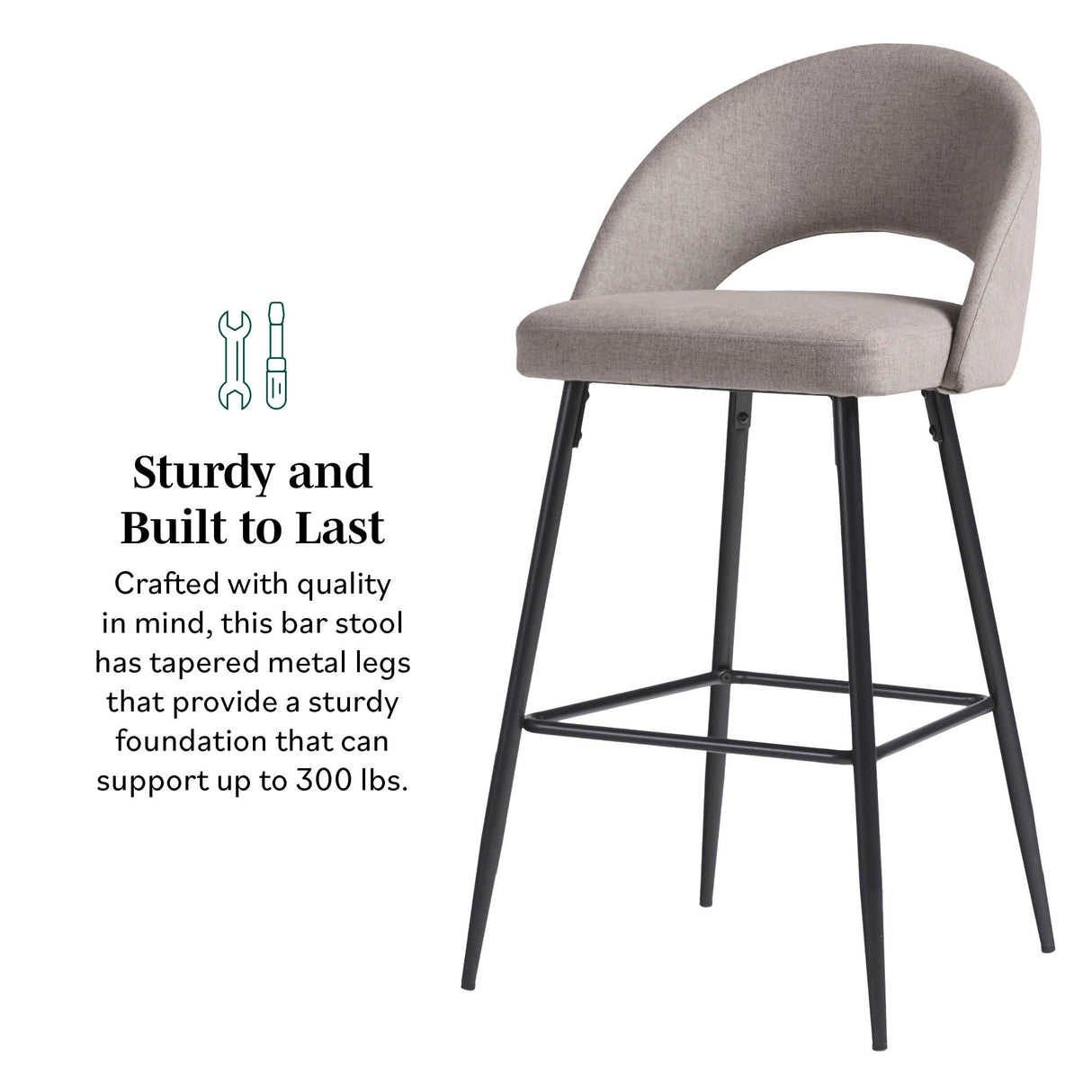 Lytton Modern Minimalist Upholstered Bar Stool, Set of 2