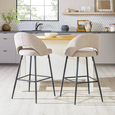 Lytton Modern Minimalist Upholstered Bar Stool, Set of 2