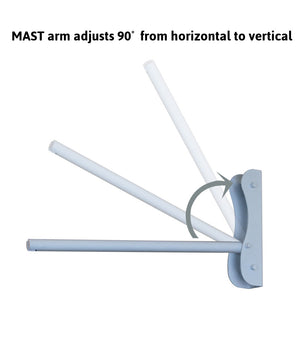MAST Plug-In Wall Mount Pendant, 2 Light White Cord/Arm with Diffuser, White Linen Shade 18x18x10