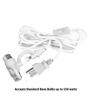 MAST Plug-In Wall Mount Pendant, 2 Light White Cord/Arm with Diffuser, White Linen Shade 18x18x10