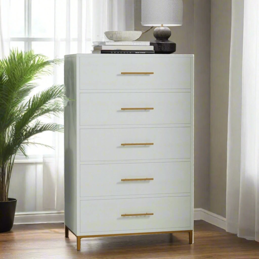 Madelyn Five Drawer Chest, White