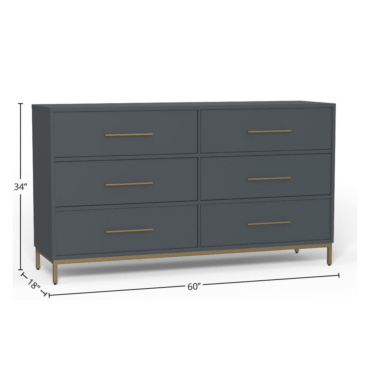 Madelyn Six Drawer Dresser, Slate Gray