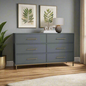 Madelyn Six Drawer Dresser, Slate Gray