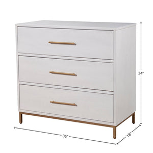 Madelyn Three Drawer Small Chest, White