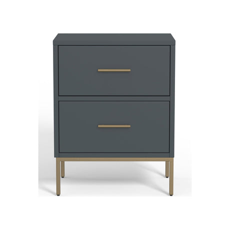 Madelyn Two Drawer Nightstand, Slate Gray