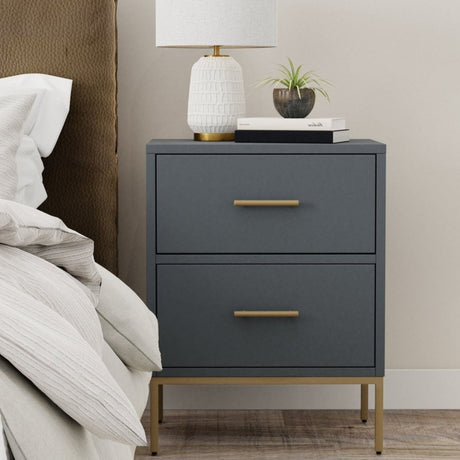 Madelyn Two Drawer Nightstand, Slate Gray