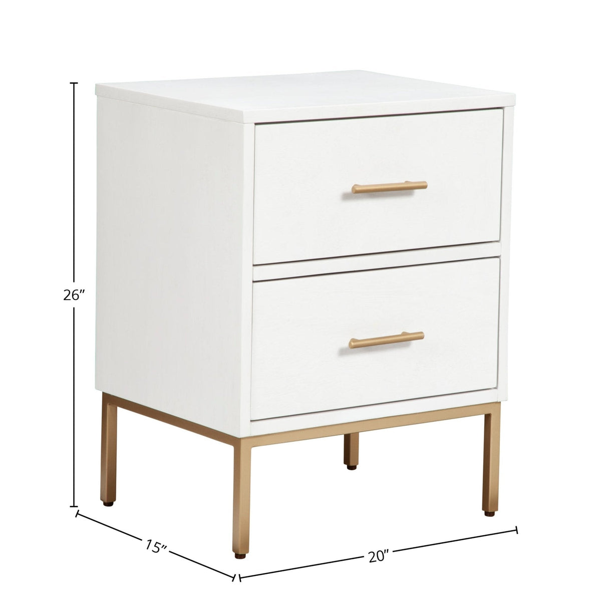 Madelyn Two Drawer Nightstand, White