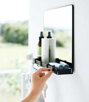 Magnetic Mirror with Storage Rack - Glass