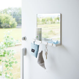 Magnetic Mirror with Storage Rack - Glass