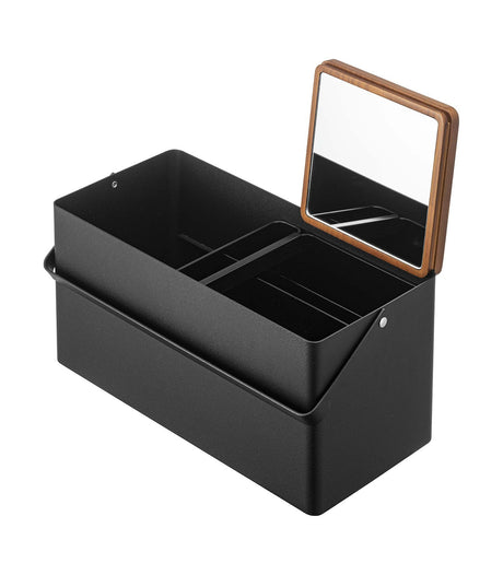 Makeup Organizer with Mirror - Steel + Wood