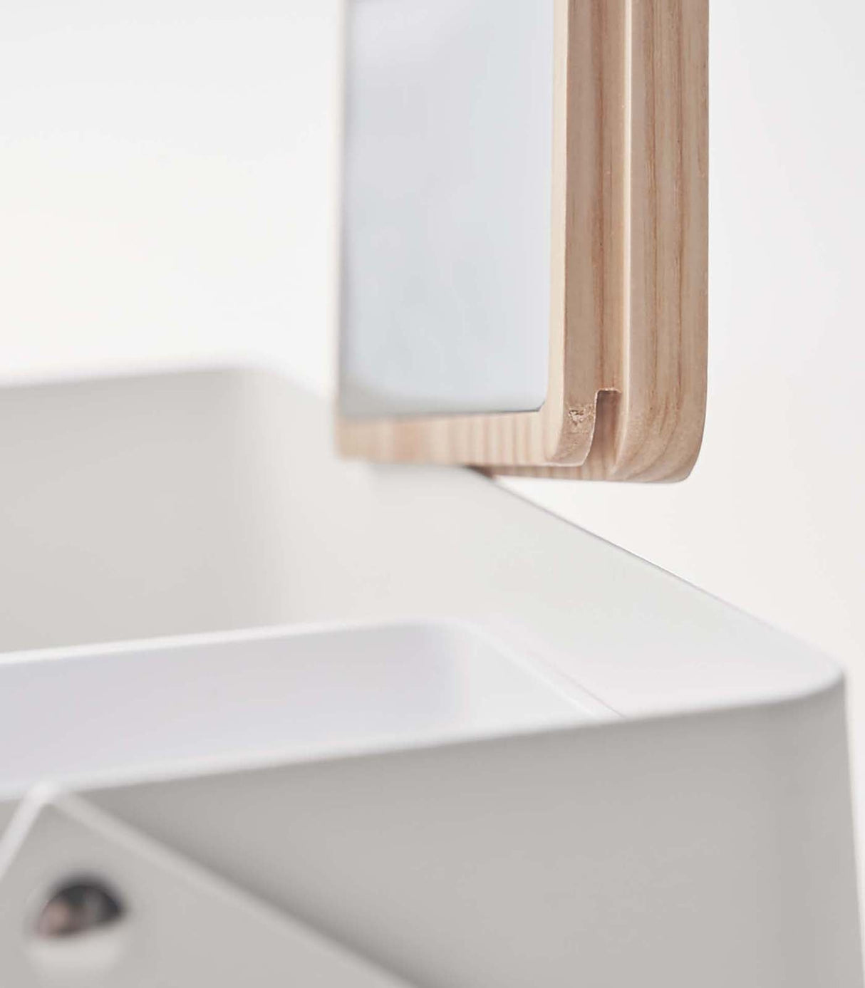 Makeup Organizer with Mirror - Steel + Wood