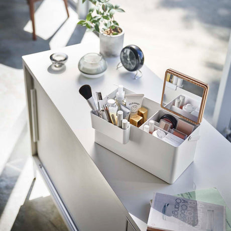 Makeup Organizer with Mirror - Steel + Wood