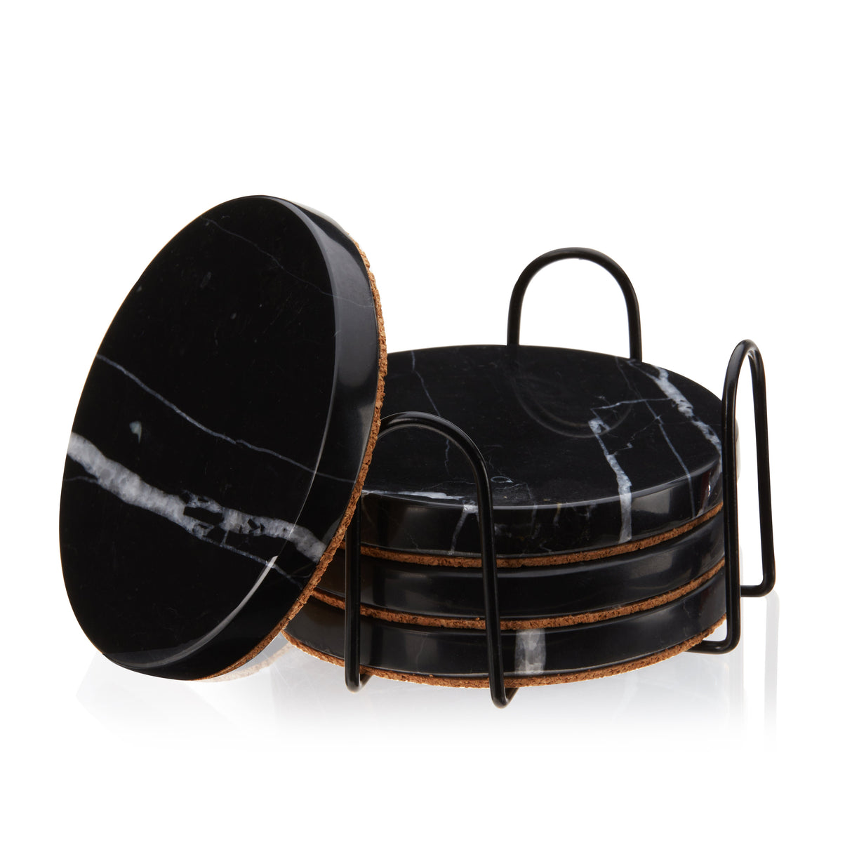 Marble Coaster Set in Black Set of 4