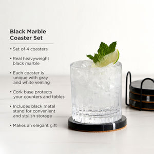 Marble Coaster Set in Black Set of 4