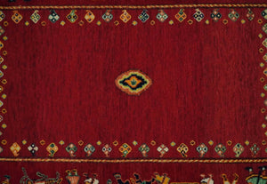 Maroon Indian Wedding 5x7, Hand Spun Wool Hand Knotted Antique Rug | KNT20