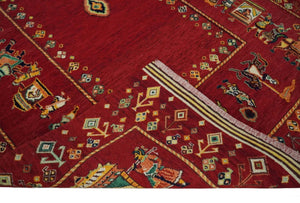 Maroon Indian Wedding 5x7, Hand Spun Wool Hand Knotted Antique Rug | KNT20