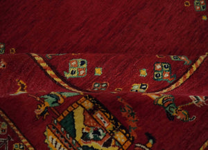 Maroon Indian Wedding 5x7, Hand Spun Wool Hand Knotted Antique Rug | KNT20