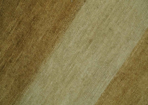 Maroon, Rust, Gold, Olive and Ivory Modern Stripes 5.6x6.6 Hand loom wool area Rug