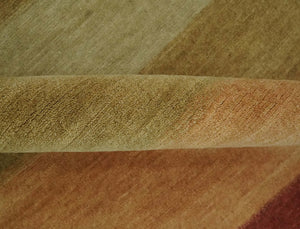 Maroon, Rust, Gold, Olive and Ivory Modern Stripes 5.6x6.6 Hand loom wool area Rug