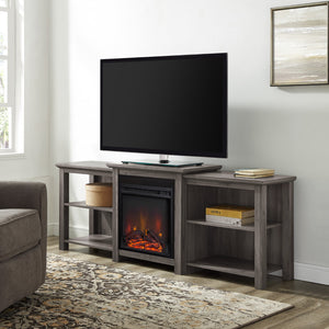 Merrick Open Shelf Fireplace TV Stand