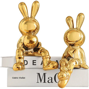 Metallic Rabbit Book Decor