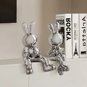 Metallic Rabbit Book Decor