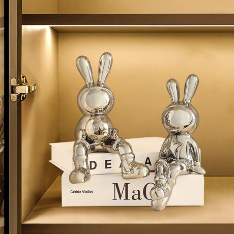 Metallic Rabbit Book Decor