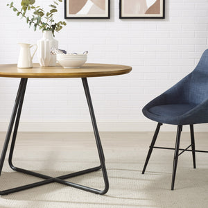 Midpines Modern Veneer and Metal Round Dining Table