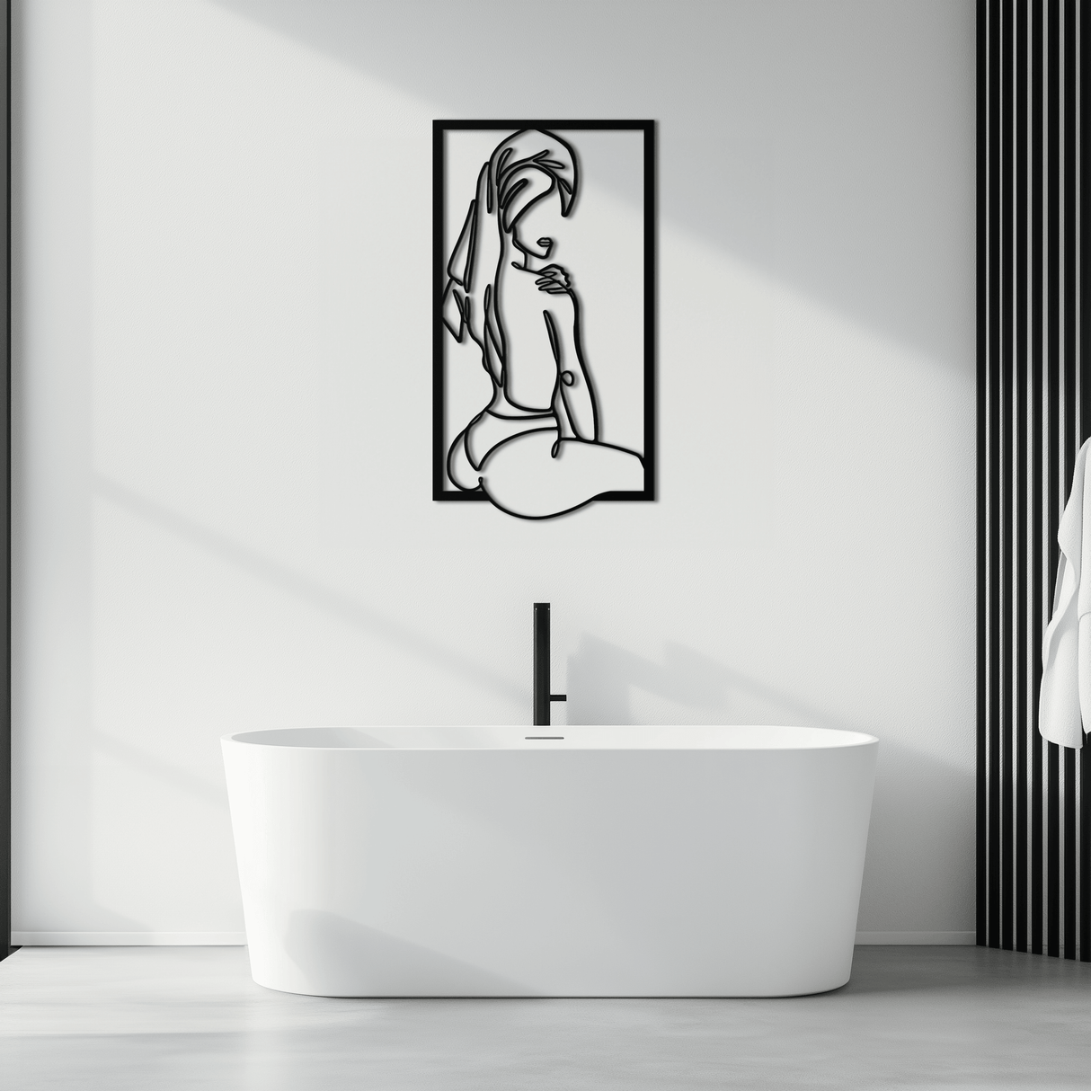 Minimalist Woman Line Art Metal Wall Decor - Modern Steel Wall Art - KAF022
