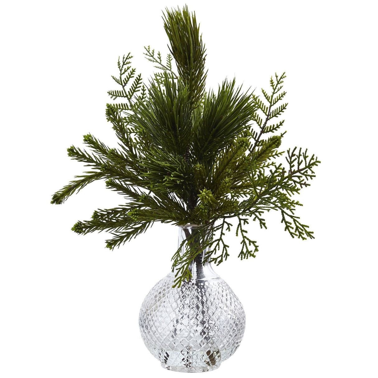 Mixed Pine in Glass Vase