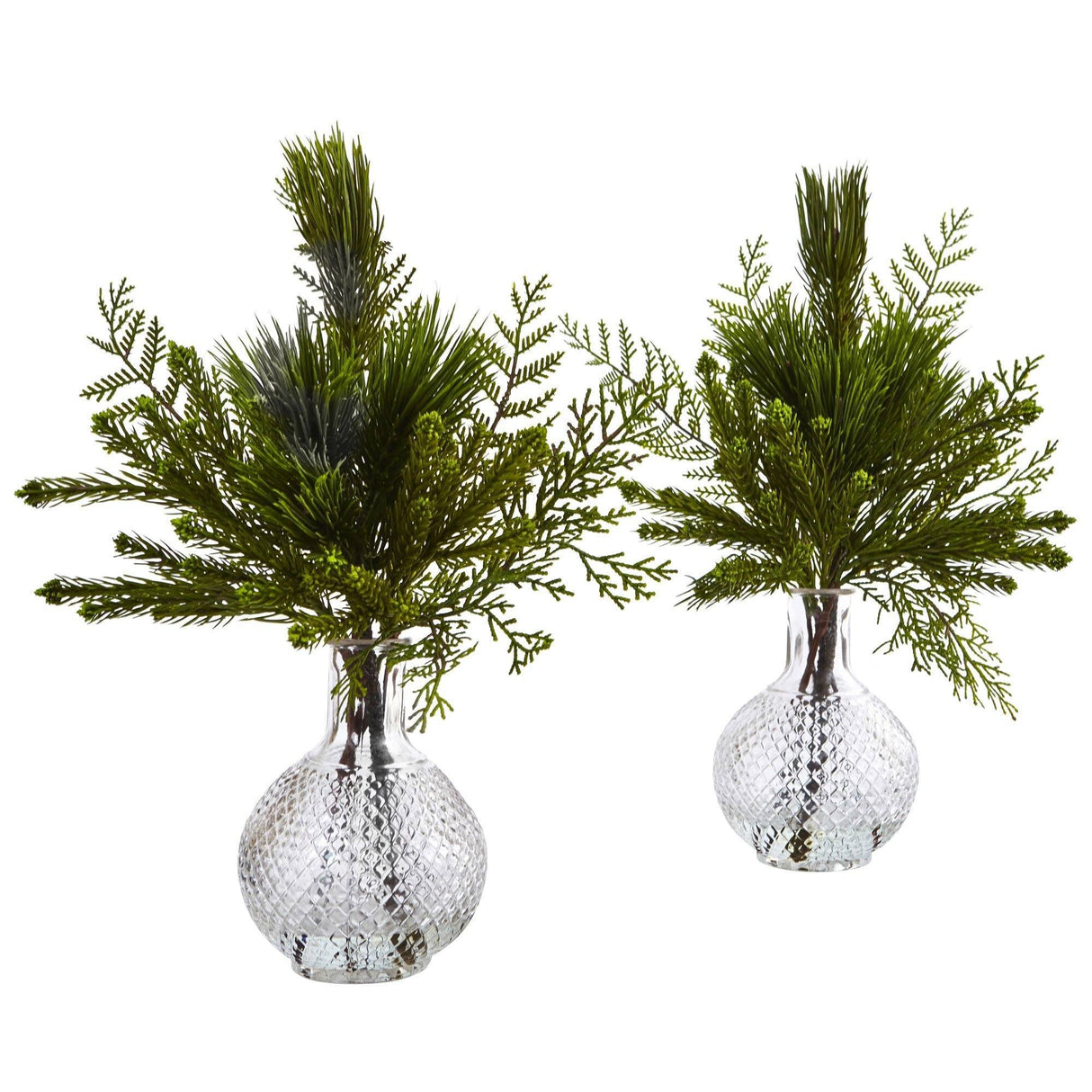 Mixed Pine in Glass Vase