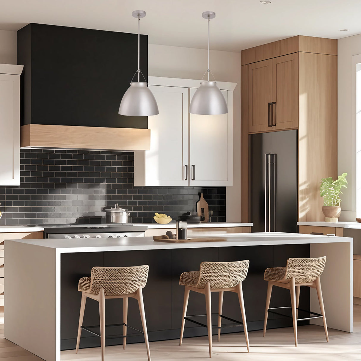 Modern 1-Light Metal Dimmable Pendant Light