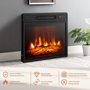 Modern 66" LED TV Stand with 23" Electric Fireplace for Living Room