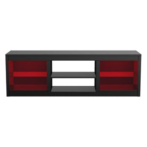 Modern 66" LED TV Stand with 23" Electric Fireplace for Living Room