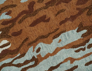 Modern 6x9 Gray, Ivory and Brown Abstract Hand Tufted Wool Area Rug