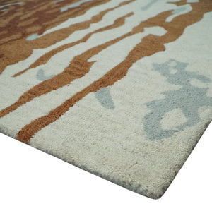 Modern 6x9 Gray, Ivory and Brown Abstract Hand Tufted Wool Area Rug