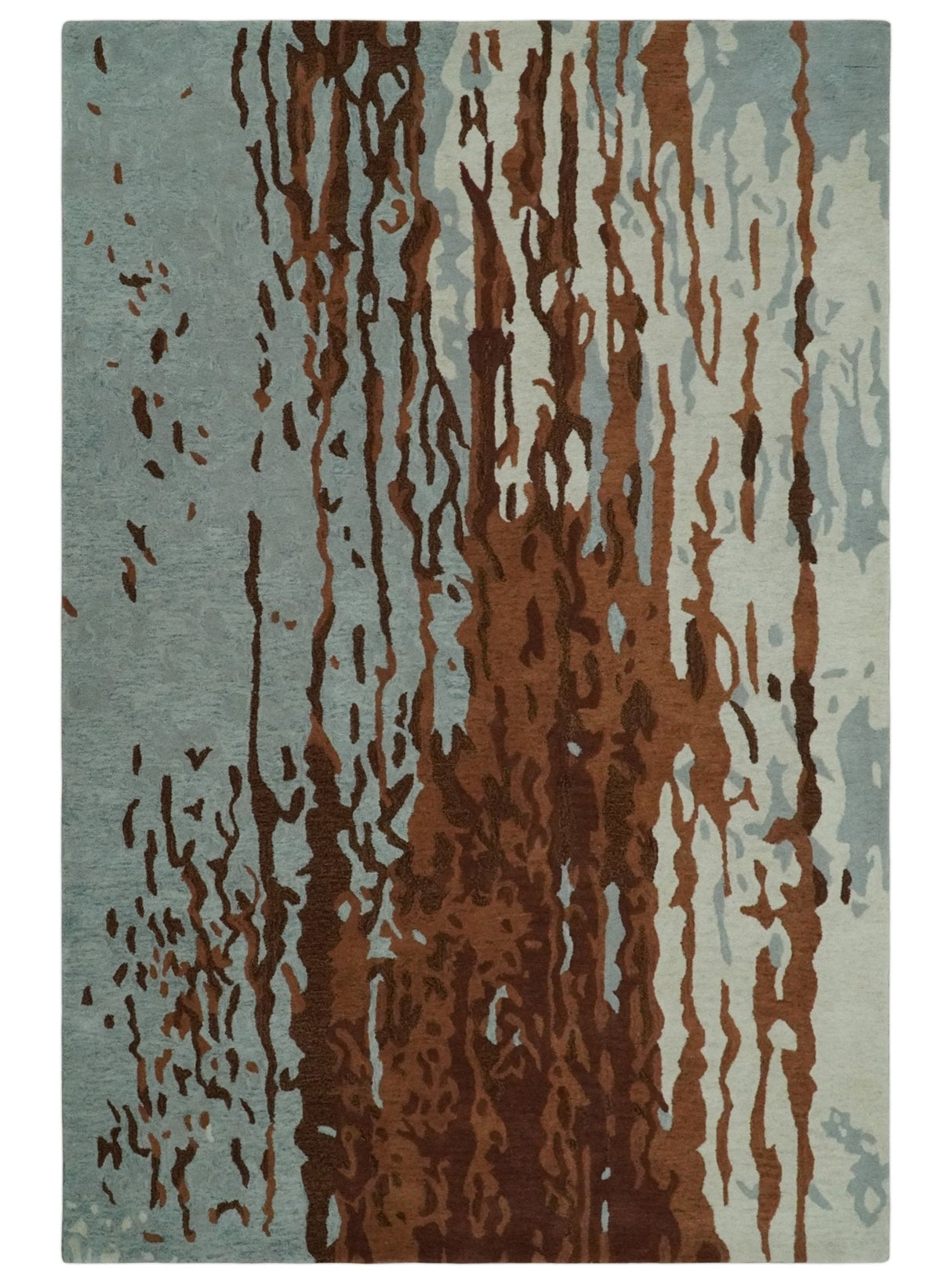 Modern 6x9 Gray, Ivory and Brown Abstract Hand Tufted Wool Area Rug