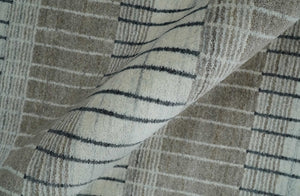 Modern 8x10 Hand Made Stripes Ivory, Black and Brown Scandinavian Blended Wool Flatwoven Area Rug | KE5