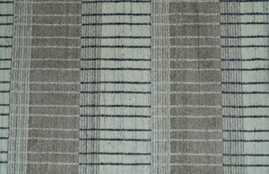 Modern 8x10 Hand Made Stripes Ivory, Black and Brown Scandinavian Blended Wool Flatwoven Area Rug | KE5