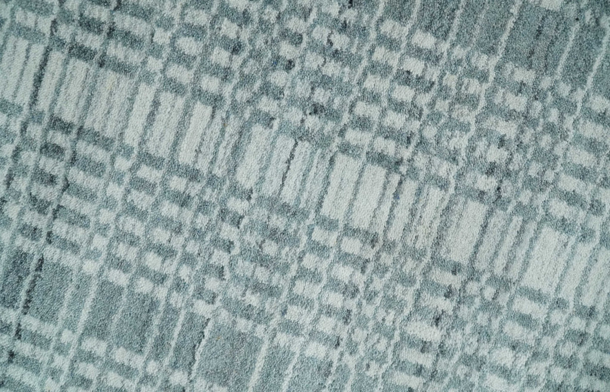 Modern 8x10 Hand Made striped Ivory and Gray Scandinavian Blended Wool Flatwoven Area Rug | KE36