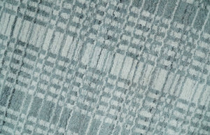 Modern 8x10 Hand Made striped Ivory and Gray Scandinavian Blended Wool Flatwoven Area Rug | KE36
