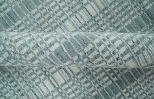Modern 8x10 Hand Made striped Ivory and Gray Scandinavian Blended Wool Flatwoven Area Rug | KE36