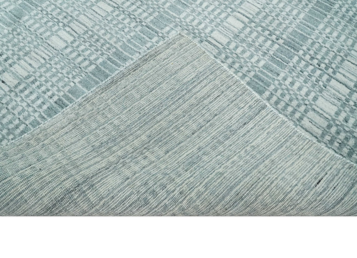 Modern 8x10 Hand Made striped Ivory and Gray Scandinavian Blended Wool Flatwoven Area Rug | KE36
